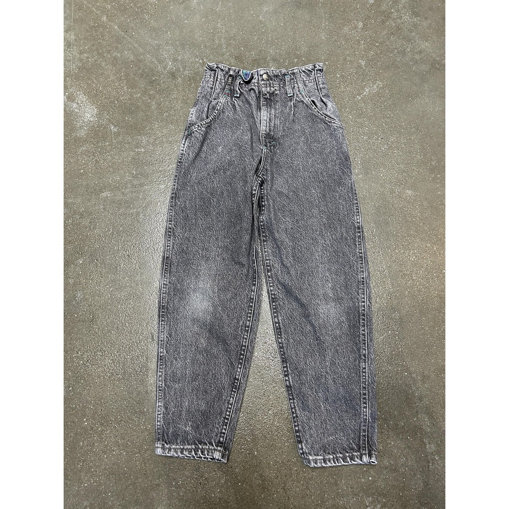 Vintage Lee Jeans‎ Womens 24 Gray Acid Wash High Rise Pleated Mom Tapered Denim